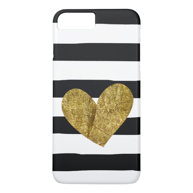 Coques Case-Mate iPhone Le noir barre le coeur d'or (Dos)