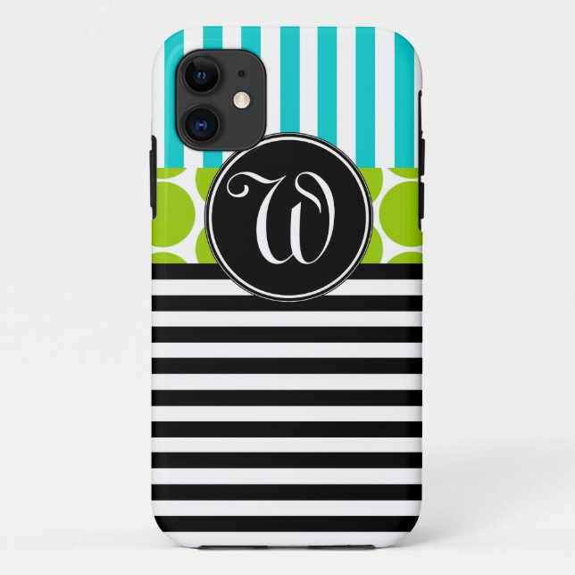 Coques Case-Mate iPhone Le NOIR GIRLY de VERT de CHAUX d'AQUA BARRE LA (Dos)