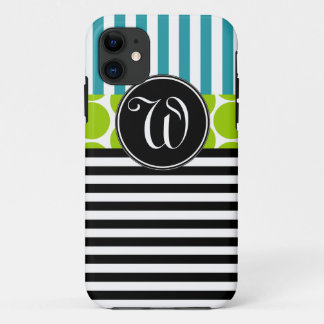 Etui iPhone Case-Mate Le NOIR GIRLY de VERT de TURQUOISE BARRE LA CAISSE