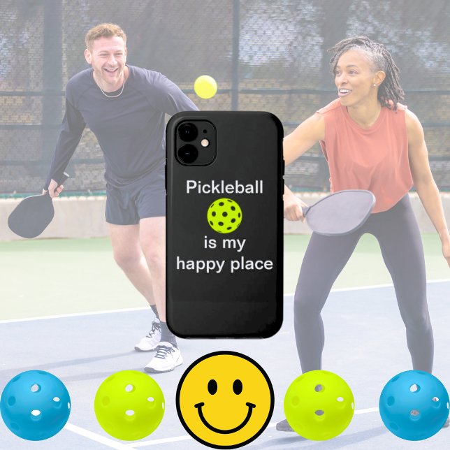 Coques Case-Mate iPhone Le Pickleball Est Mon Endroit Heureux Drôle (Pickleball is my happy place funny phone case)