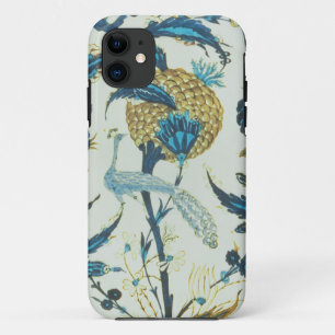 Coque iPhone 11 Le plat d'Iznik peint avec un paon était perché