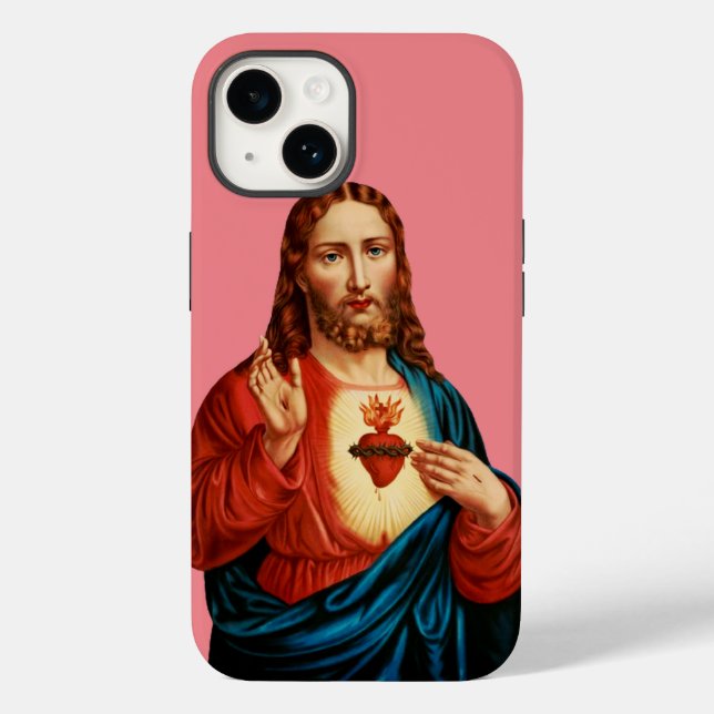Coques Case-Mate iPhone Le Portrait d'Art Fin du Sacré-Cœur de Jésus (Verso)