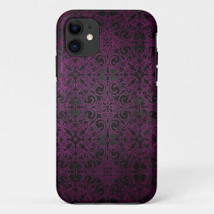 Coque iPhone 11 Le pourpre élégant de damassé se fanent pour