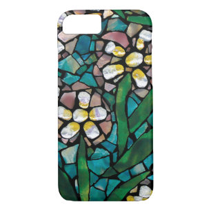 Coque iPhone 8/7 Le ressort de mosaïque en verre souillé fleurit la