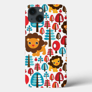 iPhone 13 Case le rétro lion mignon badine l'illustration