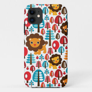 Coque iPhone 11 le rétro lion mignon badine l'illustration