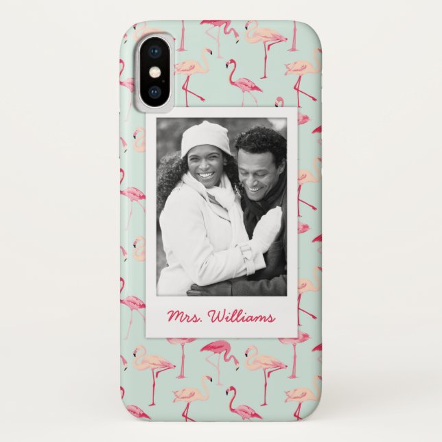 Coques Case-Mate iPhone Le rétro motif | de Flamant rose ajoutent votre (Dos)