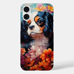 Coque Pour iPhone 16 Plus Le roi Cavalier Charles Spaniel en fleurs