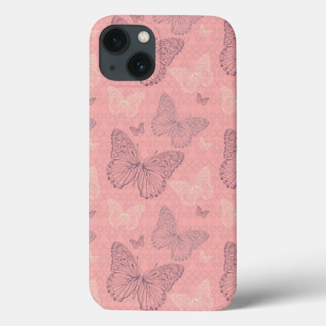 Coques Case-Mate iPhone Le rose de papillon (Verso)