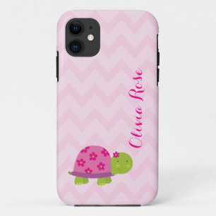 Coque Case-Mate Pour iPhone Le rose mignon de tortue a personnalisé la caisse
