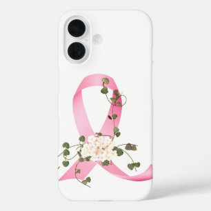 Coque Pour iPhone 16 Le Ruban Rose avec du lierre sur fond blanc
