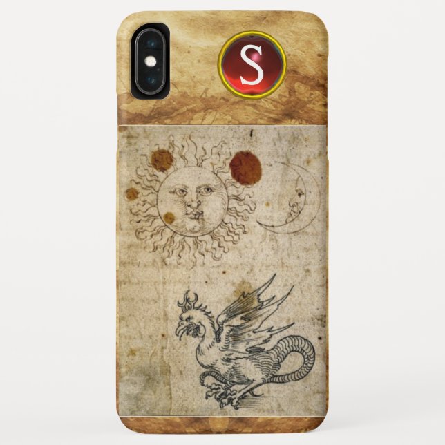 Coques Case-Mate iPhone LE SOLEIL LA LUNE ET PARCHEMIN AU BASILISQUE Monog (Dos)