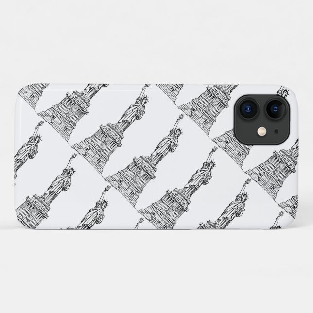 Coques Case-Mate iPhone Le statut noir et blanc de la liberté (Dos (Horizontal))