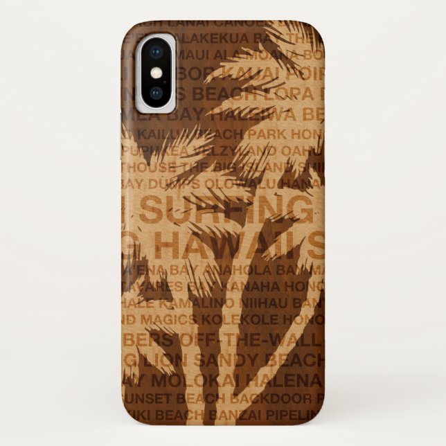 Coques Case-Mate iPhone Le surf Palmiers d'Hawaï Le bois de Faux Tropical (Dos)