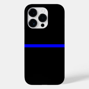 Coque Pour iPhone 14 Pro Le Symbolique Ligne Bleue Mince Horizontale Noir