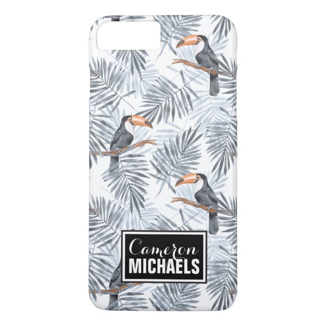 Coques Case-Mate iPhone Le toucan gris | ajoutent votre nom (Dos)