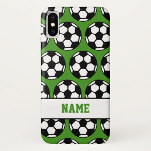 Coque Case-Mate iPhone Le vert de ballon de football a personnalisé la