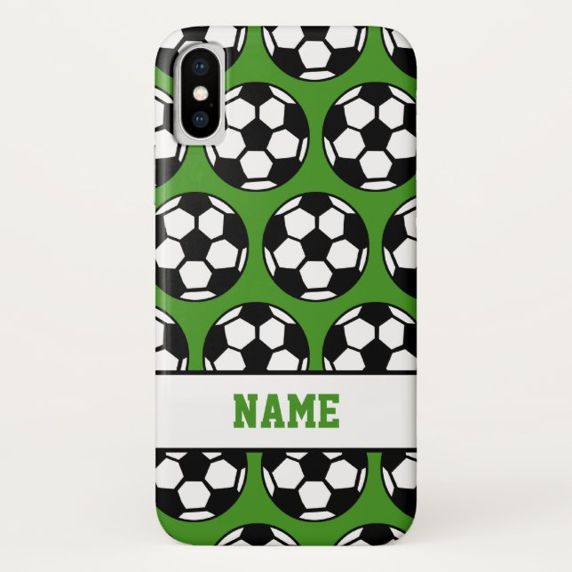 Coques Case-Mate iPhone Le vert de ballon de football a personnalisé la (Dos)