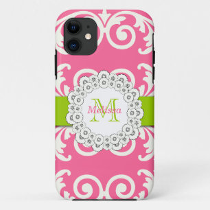 Coques Pour iPhone Le vert rose tourbillonne Coque-Compagnon floral