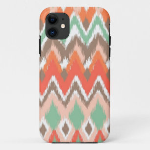 Coque iPhone 11 Le zigzag aztèque tribal de chevron barre le moti