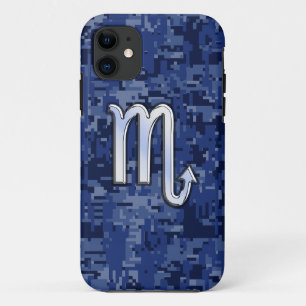 Coque iPhone 11 Le zodiaque de Scorpion se connectent le bleu