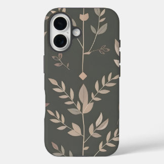 Coque Pour iPhone 16 Leaf & Fern Design Dark Pastel Pattern
