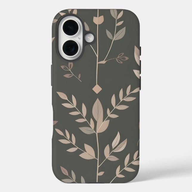 Coques Case-Mate iPhone Leaf & Fern Design Dark Pastel Pattern (Verso)