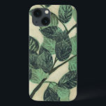 iPhone 13 Coque Leaves and Branches on Cream Background<br><div class="desc">Vibrant green leaves and branches rest on a cream background in this print by Jennifer Goldberger. As the season change the colors on these leaves stay the same,  bringing a little consistency into your life.</div>