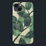 iPhone 13 Coque Leaves and Branches on Cream Background<br><div class="desc">Vibrant green leaves and branches rest on a cream background in this print by Jennifer Goldberger. As the season change the colors on these leaves stay the same,  bringing a little consistency into your life.</div>