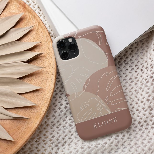Coques Case-Mate iPhone Léger Terracotta Boho Tropical Monstera Leaf (Créateur téléchargé)