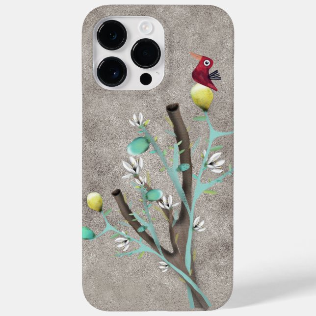 Coques Case-Mate iPhone LEMON LIME Arbre blanc fleurissant peint art gris (Verso)