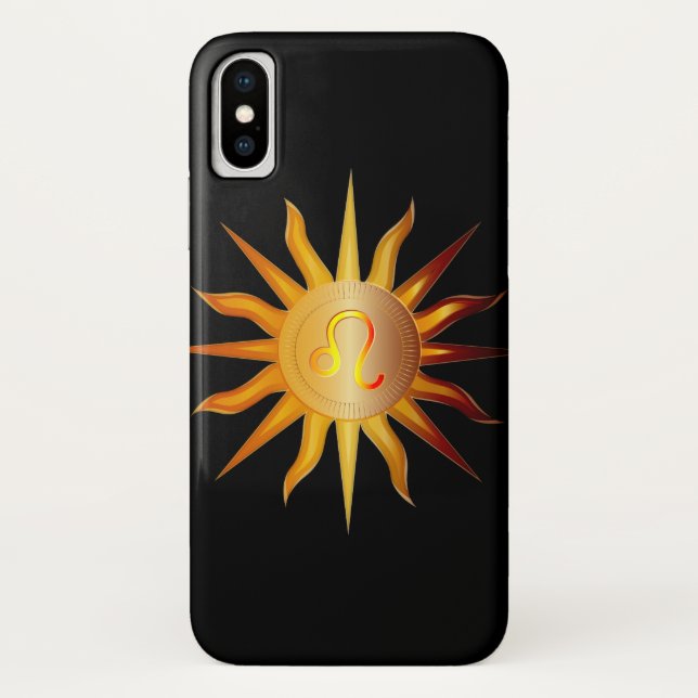 Coques Case-Mate iPhone Léo Soleil Signe du Feu Mois de Naissance Rouge &  (Dos)