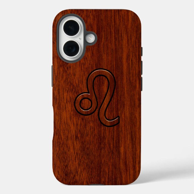 Coques Case-Mate iPhone Leo Zodiac Connexion style bois acajou (Verso)