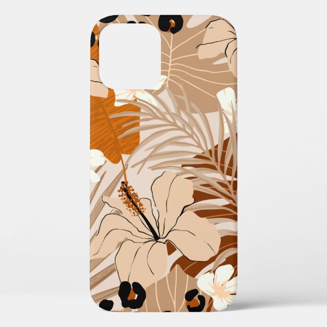 Coques Case-Mate iPhone Léopard fourrure tropicale feuille fleurs d'hibisc (Verso)