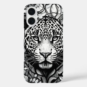 Coque Pour iPhone 16 Léopard noir et blanc Chic Animal monochrome
