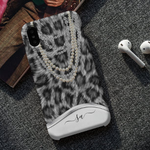Case-Mate iPhone Case Leopard Nom manuscrit Pearl Diamond Collier C