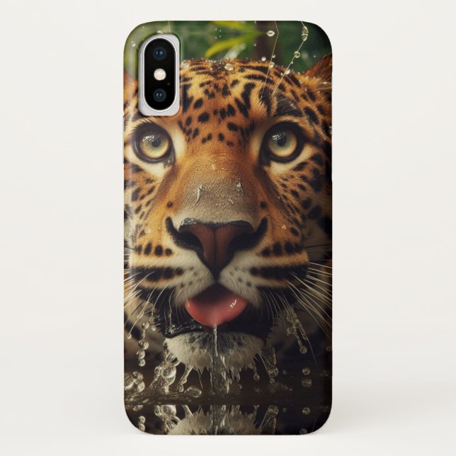 Coques Case-Mate iPhone Léopard regarde alors qu'il lave l'eau dans la jun (Dos)