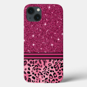 Case-Mate iPhone Case Léopard rose et noir en faux parties scintillant