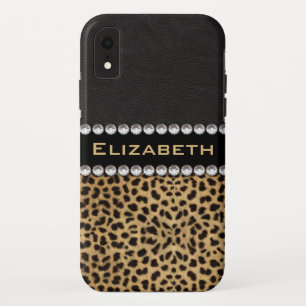 Coque Pour iPhone XR Léopard Spot Rhinestone Diamonds Monogramme PHOTO