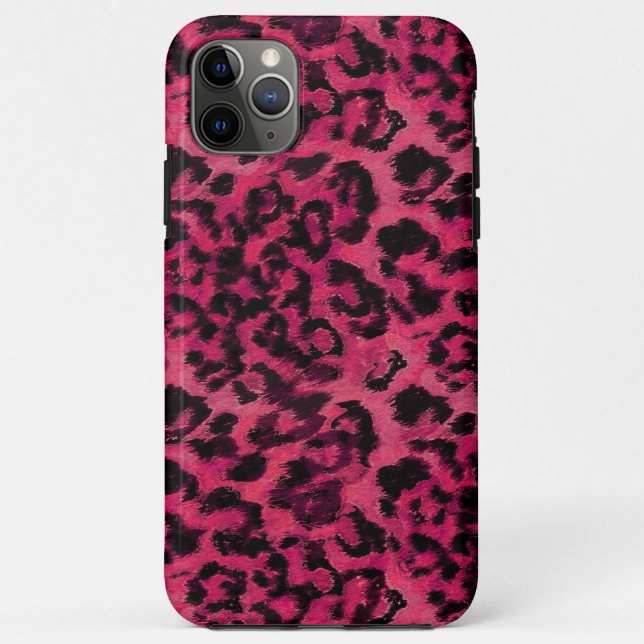 Coques Case-Mate iPhone Léopard tacheté rose vif et noir (Dos)