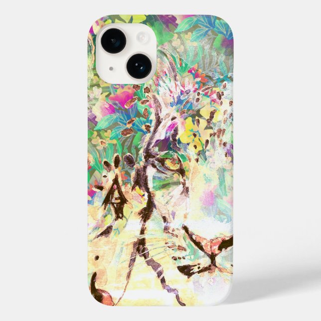 Coques Case-Mate iPhone Léopard tropical floral pastel hawaïen abstrait (Verso)