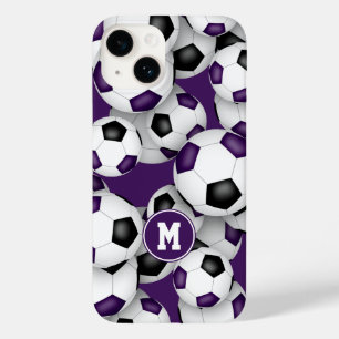 Coque Case-Mate iPhone L'équipe de football noir violet colore le motif s