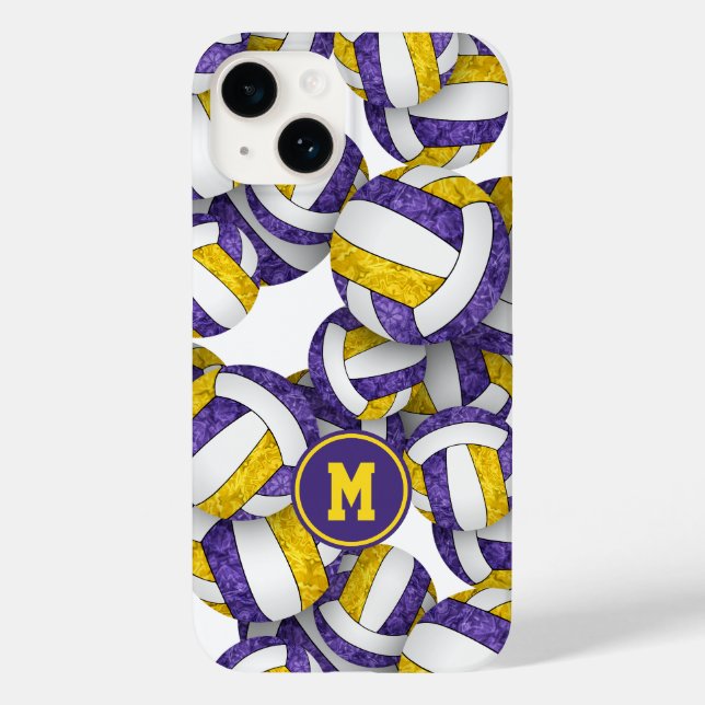 Coques Case-Mate iPhone L'équipe d'or violet couleurs volleyballs girly (Verso)
