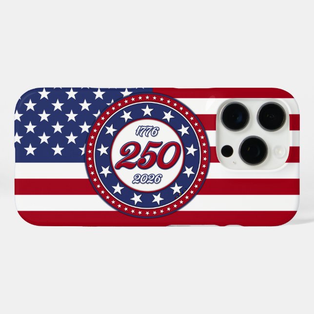 Coques Case-Mate iPhone Les 250 ans d'Amérique avec le drapeau des États-U (Verso (horizontal))