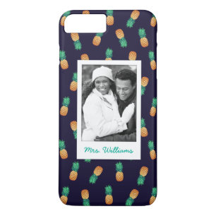 Case-Mate iPhone Case Les ananas sur la marine ajoutent votre photo et