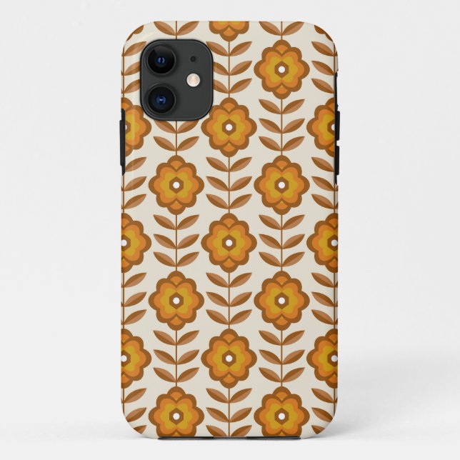 Coques Case-Mate iPhone les années 70 Motif Floral Rétro Du Milieu Du Sièc (Dos)
