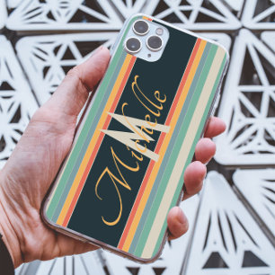 Case-Mate iPhone Case les années 70 vintage coloré Stripe monogramme ini