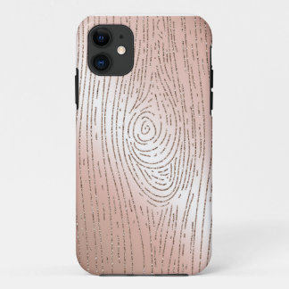 Coque iPhone 11 Les bois roses de faux d'or et de parties