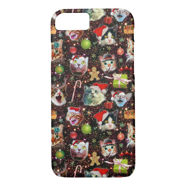 Coques Case-Mate iPhone Les chats de Noël dans la galaxie de l'espace (Dos)