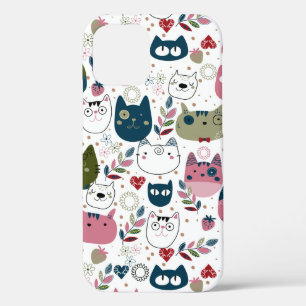 Case-Mate iPhone Case Les chats font face à un motif vert chaud muet (to